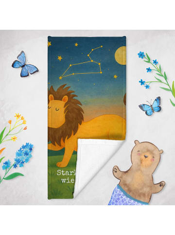 Mr. & Mrs. Panda Duschtuch Sternzeichen Löwe Design mit Spruch in Weiß