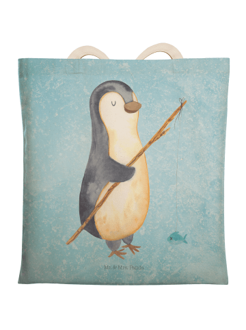 Mr. & Mrs. Panda Stoffbeutel Pinguin Angler ohne Spruch in Eisblau