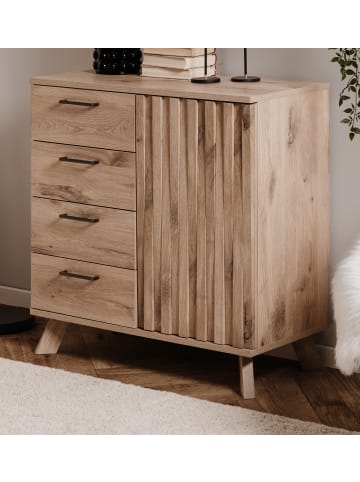 Furn.Design Kommode Eiche 84 cm, Anrichte mit 3D-Relief und Push-to-Open