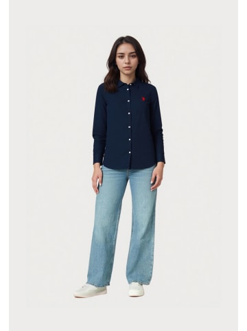 U.S. Polo Assn. Bluse 'Leinen-Shirt' in dunkelblau