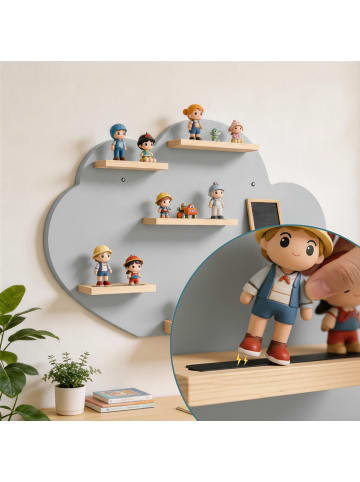 relaxdays Toniebox Regal "Wolke" in Grau - (B)61 x (H)40 x (T)17 cm