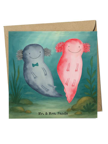 Mr. & Mrs. Panda Einladungskarte Axolotl Liebe Design ohne Spruch in Weiß