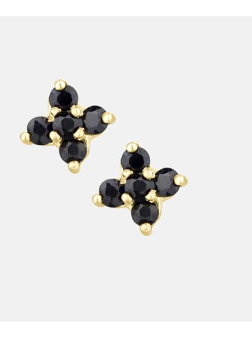 Vanlere Ohrstecker aus 375 Gelbgold mit Saphir Blumen-Design