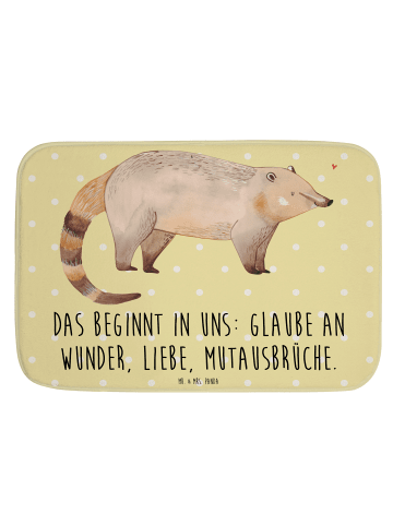 Mr. & Mrs. Panda Badematte Nasenbär mit Spruch in Gelb Pastell