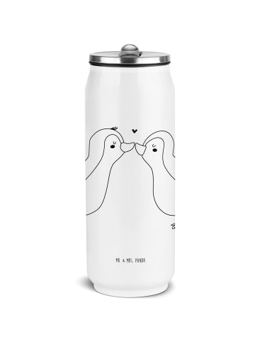 Mr. & Mrs. Panda Sportflasche Pinguin Liebe ohne Spruch in Weiß