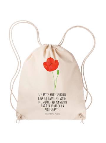 Mr. & Mrs. Panda Sportbeutel Blume Mohnblume mit Spruch in Creme