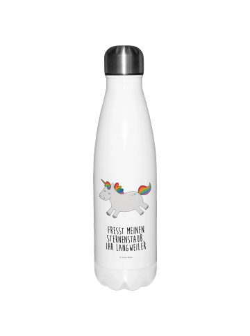 Mr. & Mrs. Panda Thermosflasche Einhorn Happy mit Spruch in Weiß