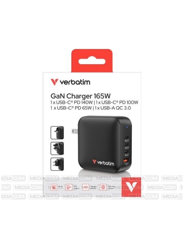 Verbatim Verbatim GaN Ladeadapter 165W USB-C/USB-A Schwarz