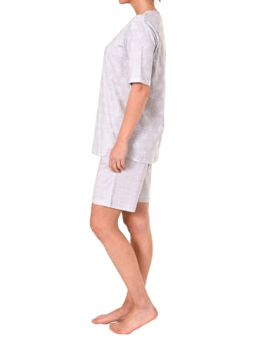 NORMANN Shorty Pyjama kurzarm grafischen Designs - 44860 in grau