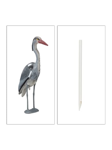 relaxdays 4x Dekofigur "Reiher" in Grau