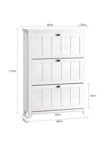 SoBuy Schuhschrank in Weiß - (W) 30 x (H) 111 x (L) 80 cm