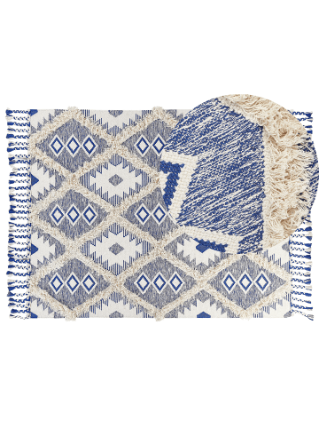 Beliani Kurzflor MANAVGAT in Beige/Blau - (W) 140 x (H) 1.2 x (L) 200 cm