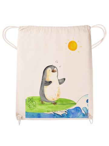 Mr. & Mrs. Panda Gym Bag Pinguin Surfer ohne Spruch in Creme