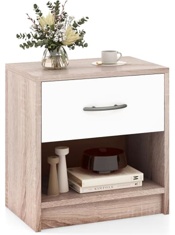 COSTWAY Nachttisch mit Schublade in Beige