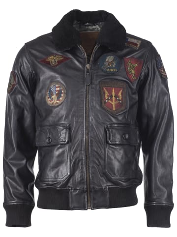 TOP GUN Lederjacke TGJ1001 in schwarz