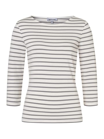 More & More stretchiges 3/4 Arm, Streifenshirt in offwhite/grey