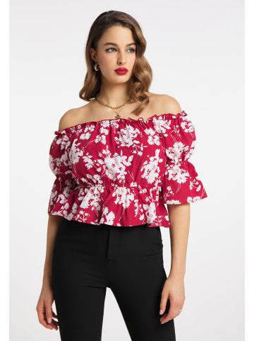 faina Damen Carmenbluse in Rot Weiss