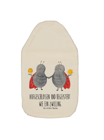 Mr. & Mrs. Panda Wärmflasche Sternzeichen Zwilling mit Spruch in Weiß