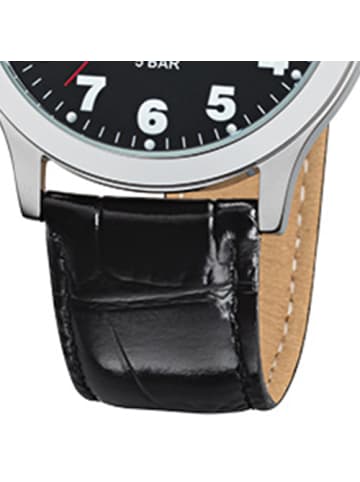 Regent Analog-Armbanduhr Regent Lederarmband schwarz mittel (ca. 39mm)