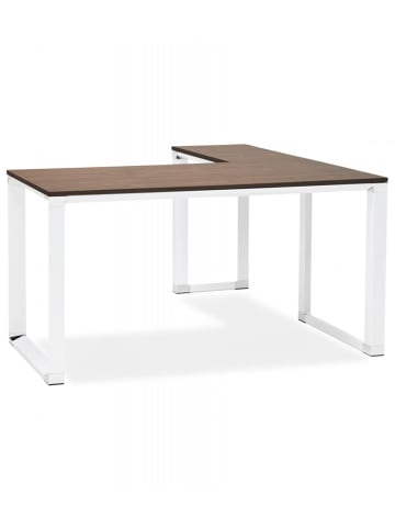 KADIMA DESIGN Eckschreibtisch Holz Metall | XLINE Arbeitsplatz Weiss-Braun in Braun-Weiß