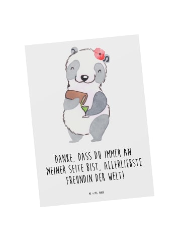 Mr. & Mrs. Panda Postkarte Beste Freundin mit Spruch in Weiß