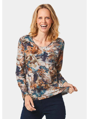 GOLDNER Kurzgröße:  Druckshirt Druckshirt mit leichtem Glanz in nachtblau / gemustert