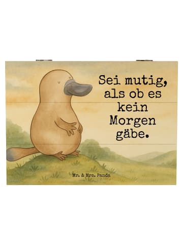 Mr. & Mrs. Panda Holzkiste mit Deckel Schnabeltier Mut Design mi... in Weiß