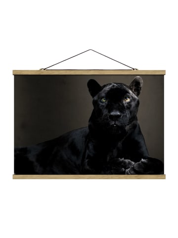 WALLART Stoffbild mit Posterleisten - Black Puma in Schwarz