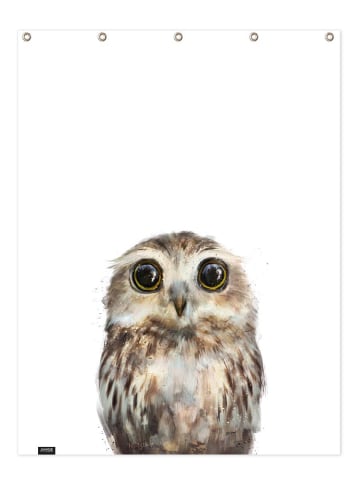Juniqe Duschvorhang "Little Owl" in Braun & Weiß