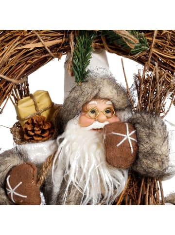 Atmosphera Créateur d'intérieur Weihnachtskranz mit Weihnachtsmann in Braun, (B) 9 x (H) 39,7 x (L) 28,6 cm