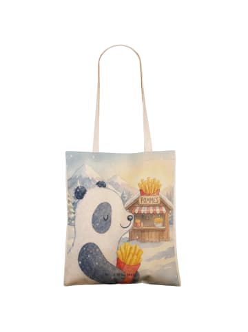 Mr. & Mrs. Panda Tasche Panda Winter Pommes Design ohne Spruch in Weiß