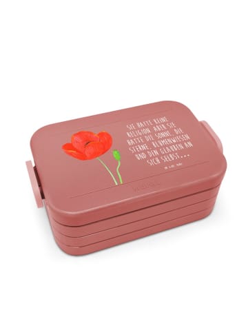 Mr. & Mrs. Panda Bentobox Blume Mohnblume Motiv mit Spruch in Rot Pastell