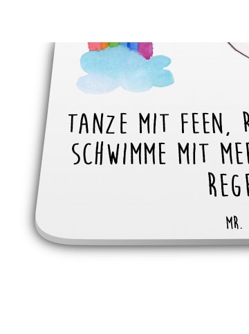 Mr. & Mrs. Panda Untersetzer Einhorn Fliegendes Pferd mit Spruch in Weiß