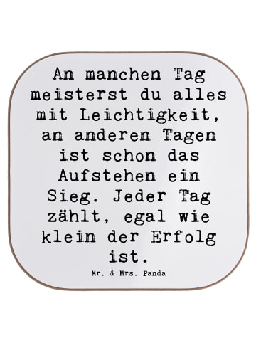 Mr. & Mrs. Panda Glas-Untersetzer Spruch Leichtigkeit im Alltag ... in Weiß