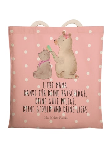 Mr. & Mrs. Panda Shopping Bag Bär Kind mit Spruch in Rot Pastell