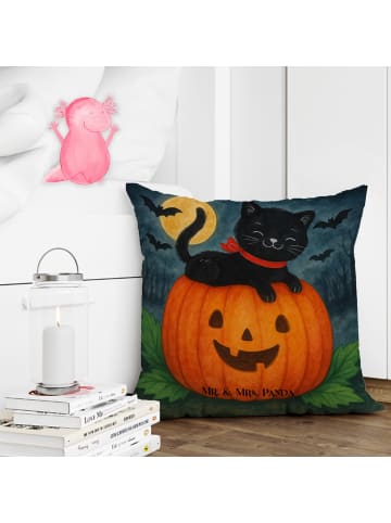 Mr. & Mrs. Panda Kuschelkissen Schwarze Katze Design ohne Spruch in Weiß