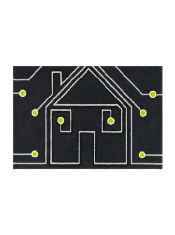 Teppich Boss Kurzflor Teppich Lara Mat 60 - Anthrazit / Weiß / Gelb