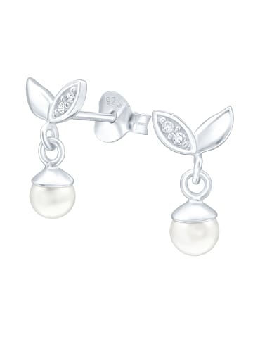 Alexander York Ohrstecker BLATT MIT PERLE in 925 Sterling Silber, 2-tlg.
