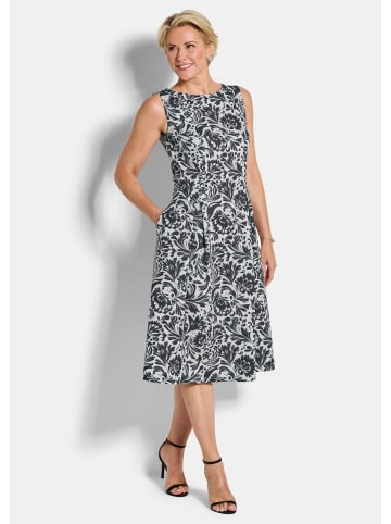 GOLDNER Crêpe-Kleid Elegantes Jerseykleid mit Faltenrock in schwarz / weiß / gemustert