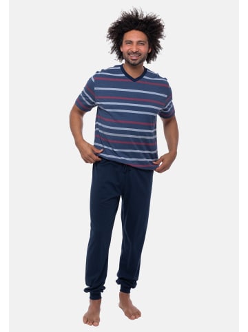 Ammann Schlafanzug Night & Home Cotton in Dunkelblau