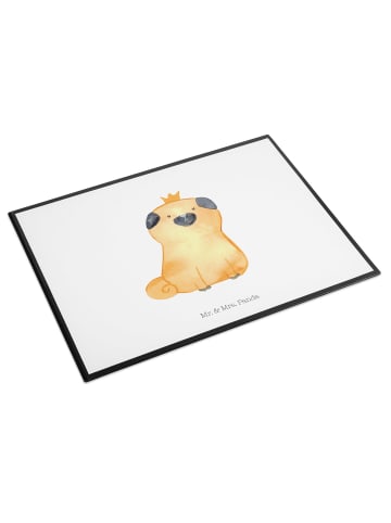 Mr. & Mrs. Panda Schreibtischunterlage Mops Krone ohne Spruch in Weiß