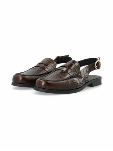 Cashott Niedriger Schuh CASROBERTA in Dark Brown Croco