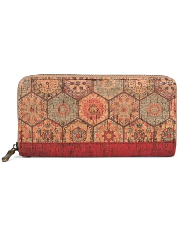 styleBREAKER Kork Gelbörse in Rot-Beige-Blau