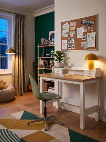 KADIMA DESIGN Schreibtisch rechteckig, MDF, 2 Schubladen, Skandinavisch