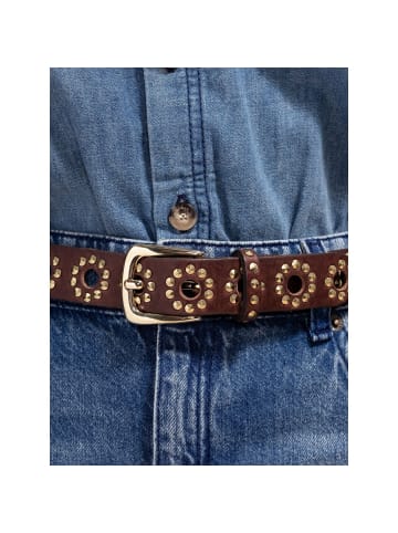 b.belt Nietengürtel Leder in dark brown