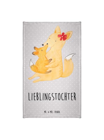 Mr. & Mrs. Panda Handtuch Fuchs Mama mit Spruch in Grau Pastell