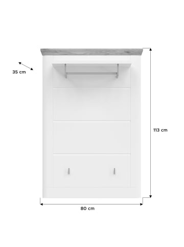 ebuy24 Wandgarderobe Michigan Weiß 79 x 32 cm