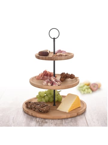 Servieretagere für Kuchen, 2 Etagen, Bambus in Braun, 16,5 cm; 21,5 cm