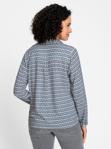 WITT WEIDEN Langarm-Bluse in rauchblau-ecru-bedruckt