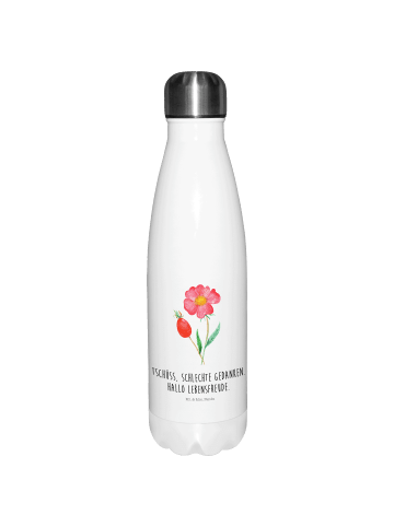 Mr. & Mrs. Panda Thermosflasche Blume Hagebutte mit Spruch in Weiß